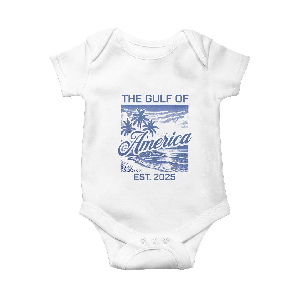 Retro Gulf Of USA Baby Onesie America Est 2025 American Flag TS02 White Print Your Wear