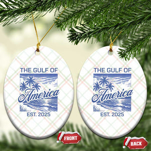 Retro Gulf Of USA Ceramic Ornament America Est 2025 American Flag TS02 Print Your Wear