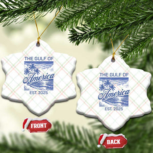 Retro Gulf Of USA Ceramic Ornament America Est 2025 American Flag TS02 Print Your Wear