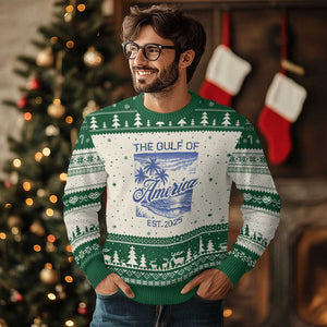 Retro Gulf Of USA Ugly Christmas Sweater America Est 2025 American Flag TS02 Beige Green Print Your Wear
