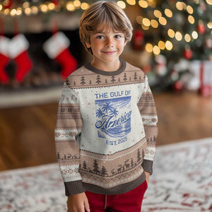 Retro Gulf Of USA Ugly Christmas Sweater America Est 2025 American Flag TS02 Mocha Mousse Print Your Wear