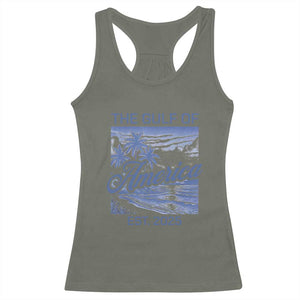 Retro Gulf Of USA Racerback Tank Top America Est 2025 American Flag TS02 Military Green Print Your Wear
