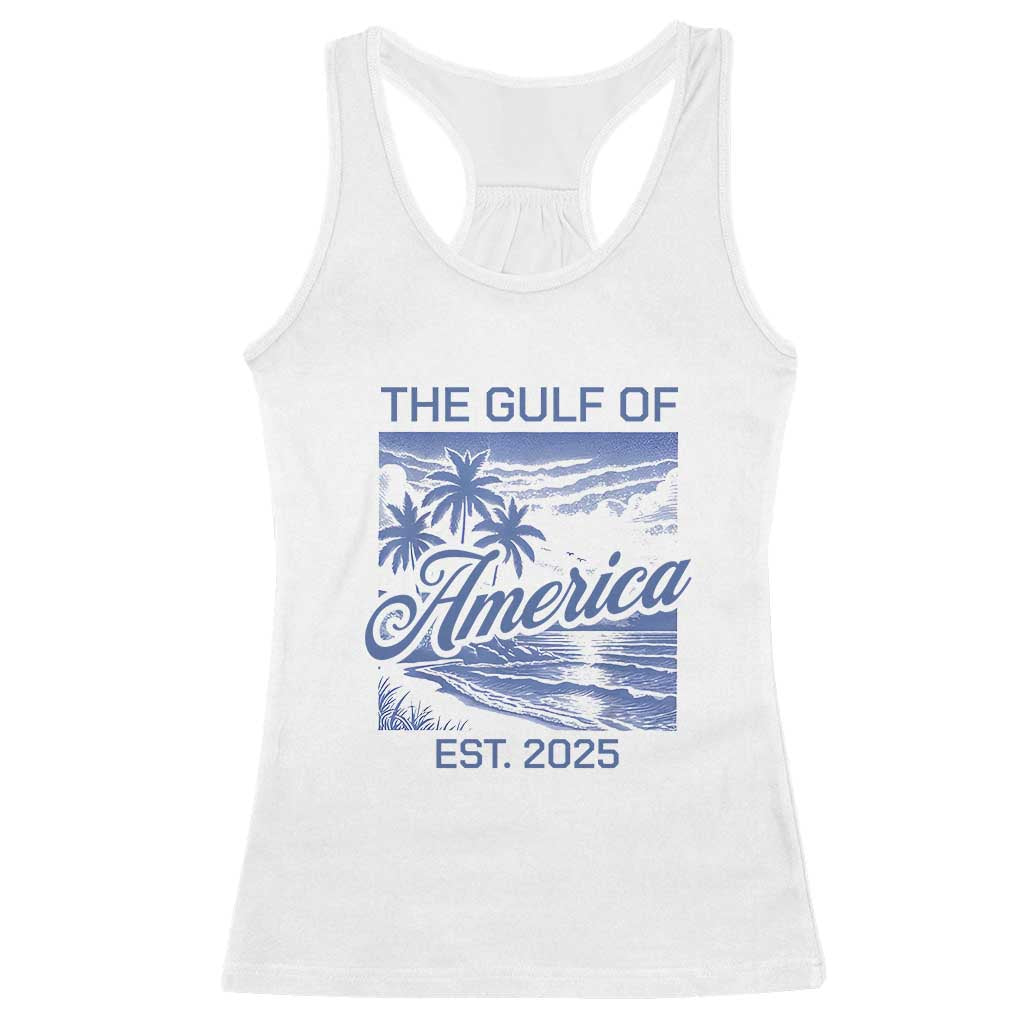 Retro Gulf Of USA Racerback Tank Top America Est 2025 American Flag TS02 White Print Your Wear