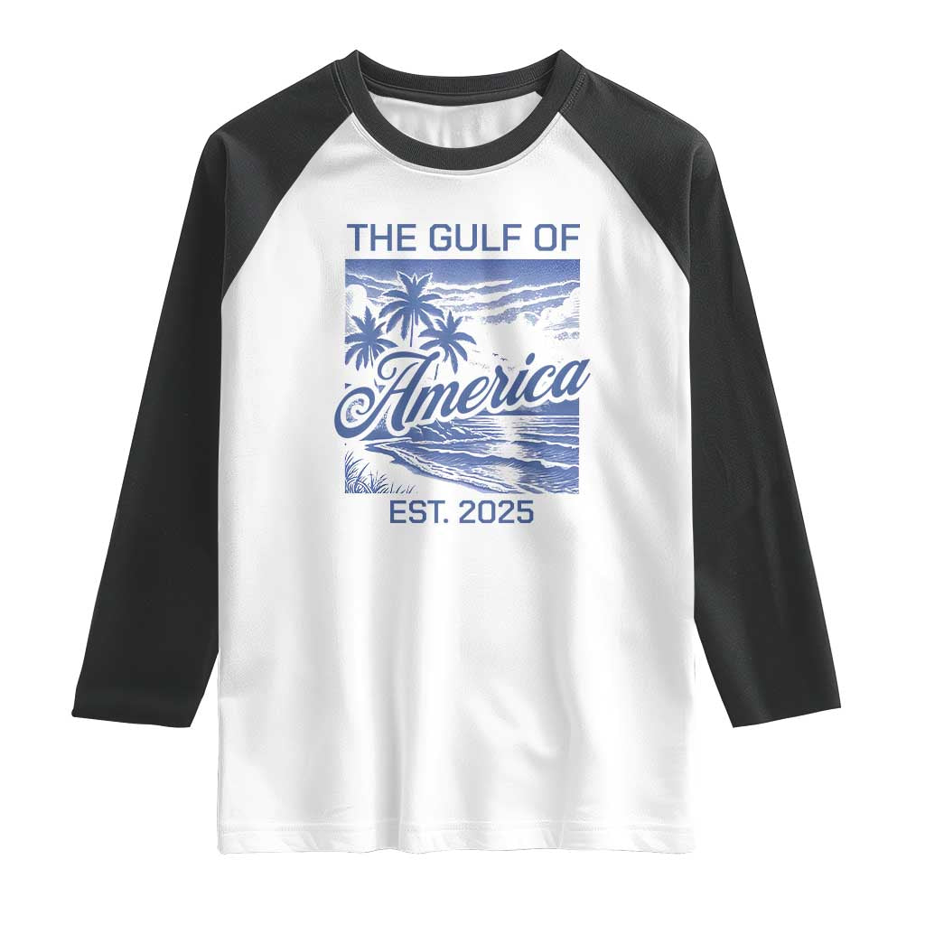 Retro Gulf Of USA Raglan Shirt America Est 2025 American Flag TS02 White Black Print Your Wear