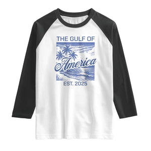 Retro Gulf Of USA Raglan Shirt America Est 2025 American Flag TS02 White Black Print Your Wear