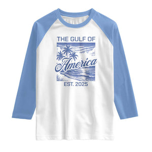 Retro Gulf Of USA Raglan Shirt America Est 2025 American Flag TS02 White Carolina Blue Print Your Wear