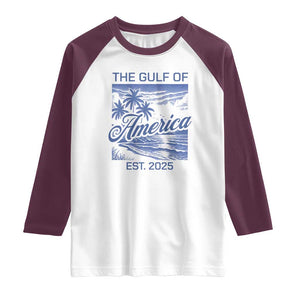 Retro Gulf Of USA Raglan Shirt America Est 2025 American Flag TS02 White Maroon Print Your Wear