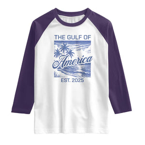 Retro Gulf Of USA Raglan Shirt America Est 2025 American Flag TS02 White Purple Print Your Wear