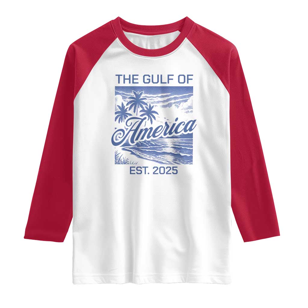 Retro Gulf Of USA Raglan Shirt America Est 2025 American Flag TS02 White Red Print Your Wear