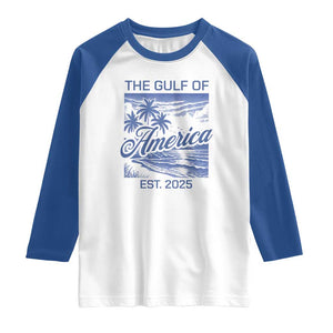 Retro Gulf Of USA Raglan Shirt America Est 2025 American Flag TS02 White Royal Print Your Wear