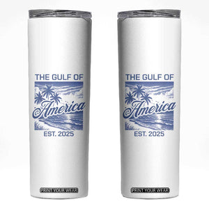 Retro Gulf Of USA Skinny Tumbler America Est 2025 American Flag TS02 White Print Your Wear