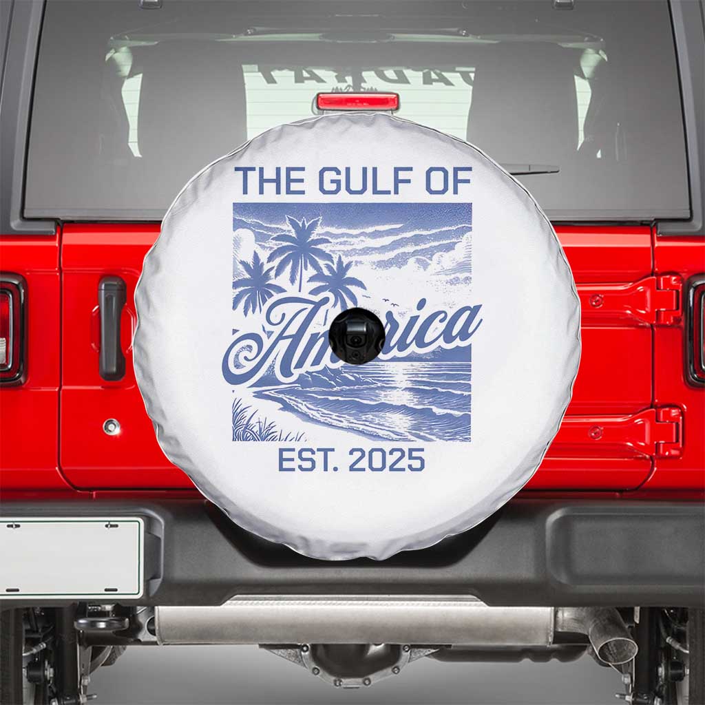 Retro Gulf Of USA Spare Tire Cover America Est 2025 American Flag TS02 White Print Your Wear