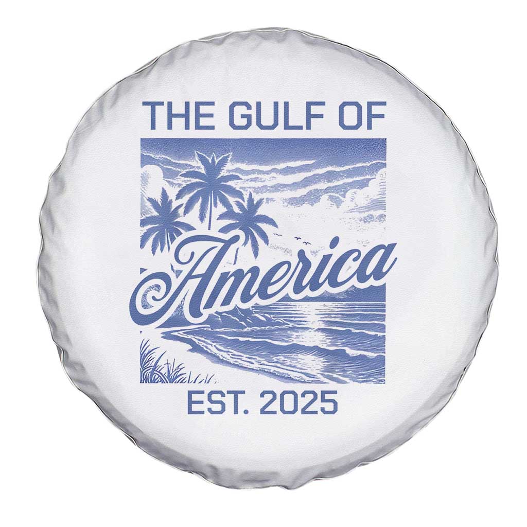 Retro Gulf Of USA Spare Tire Cover America Est 2025 American Flag TS02 Print Your Wear