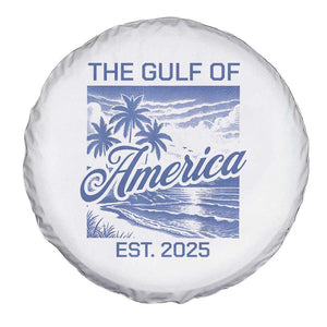 Retro Gulf Of USA Spare Tire Cover America Est 2025 American Flag TS02 Print Your Wear