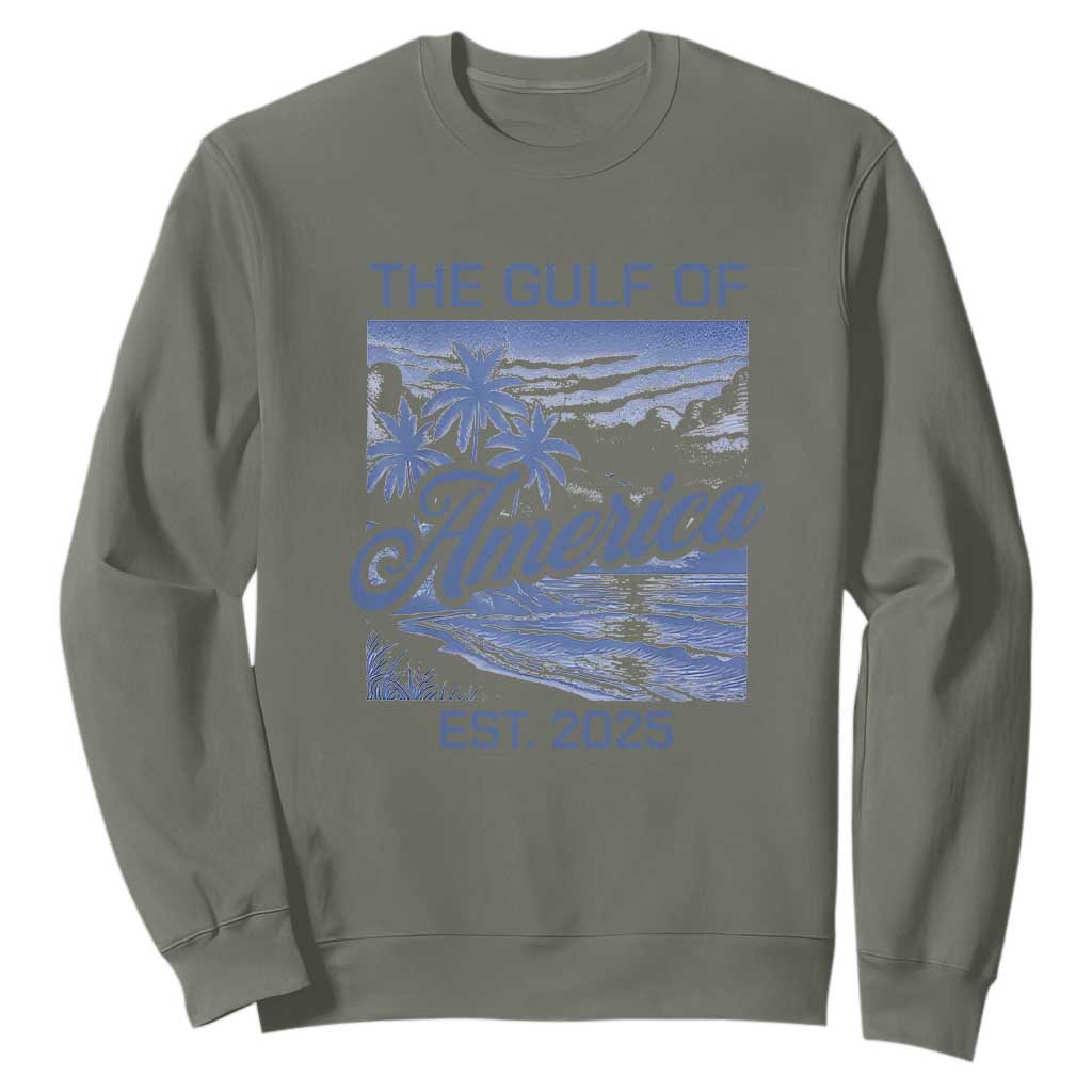 Retro Gulf Of USA Sweatshirt America Est 2025 American Flag TS02 Military Green Print Your Wear