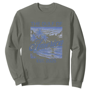 Retro Gulf Of USA Sweatshirt America Est 2025 American Flag TS02 Military Green Print Your Wear