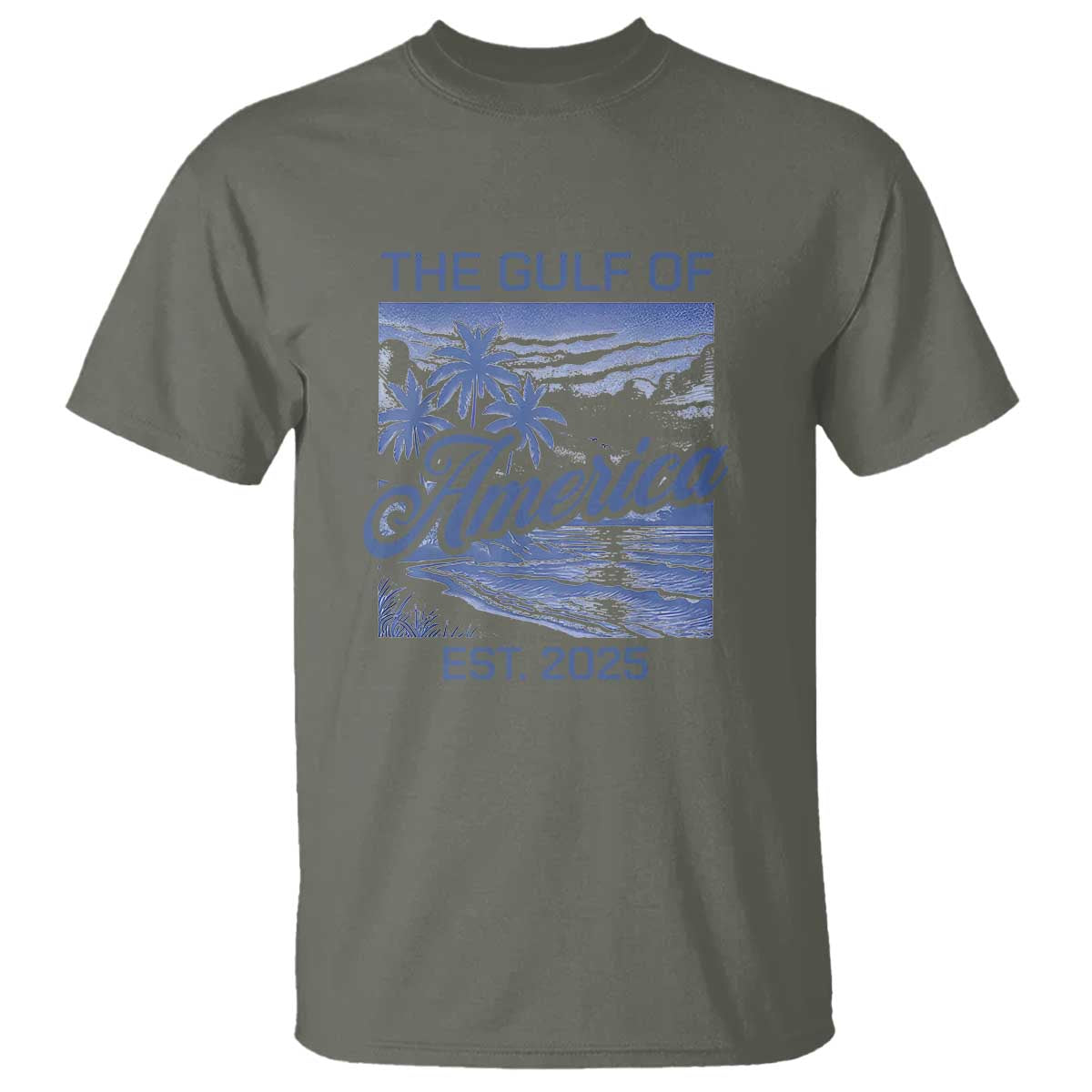 Retro Gulf Of USA T Shirt America Est 2025 American Flag TS02 Military Green Print Your Wear