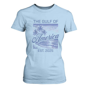 Retro Gulf Of USA T Shirt For Women America Est 2025 American Flag TS02 Light Blue Print Your Wear