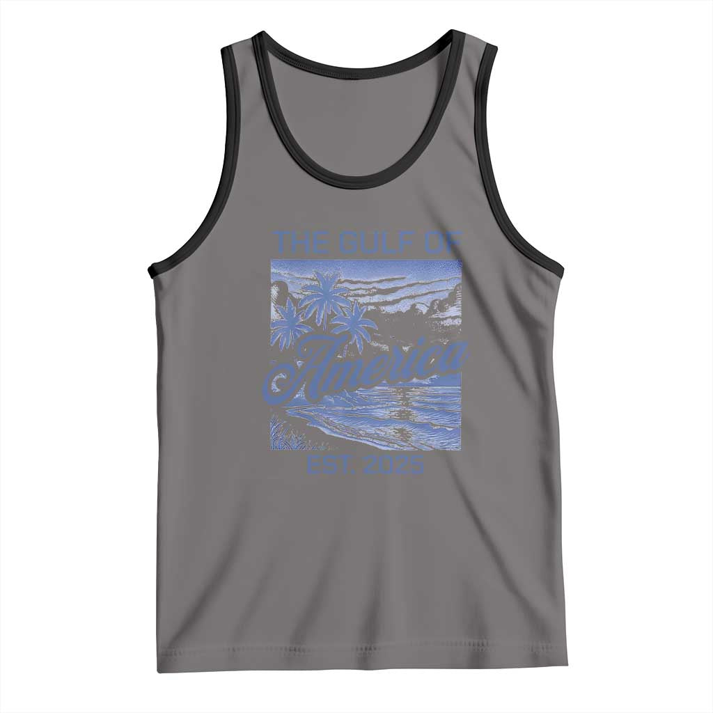 Retro Gulf Of USA Tank Top America Est 2025 American Flag TS02 Deep Heather Black Print Your Wear