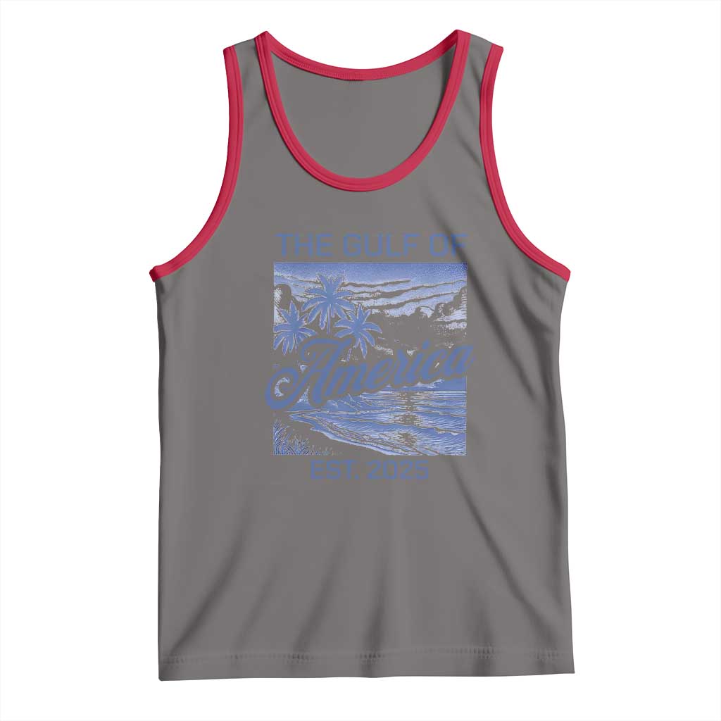 Retro Gulf Of USA Tank Top America Est 2025 American Flag TS02 Deep Heather Red Print Your Wear