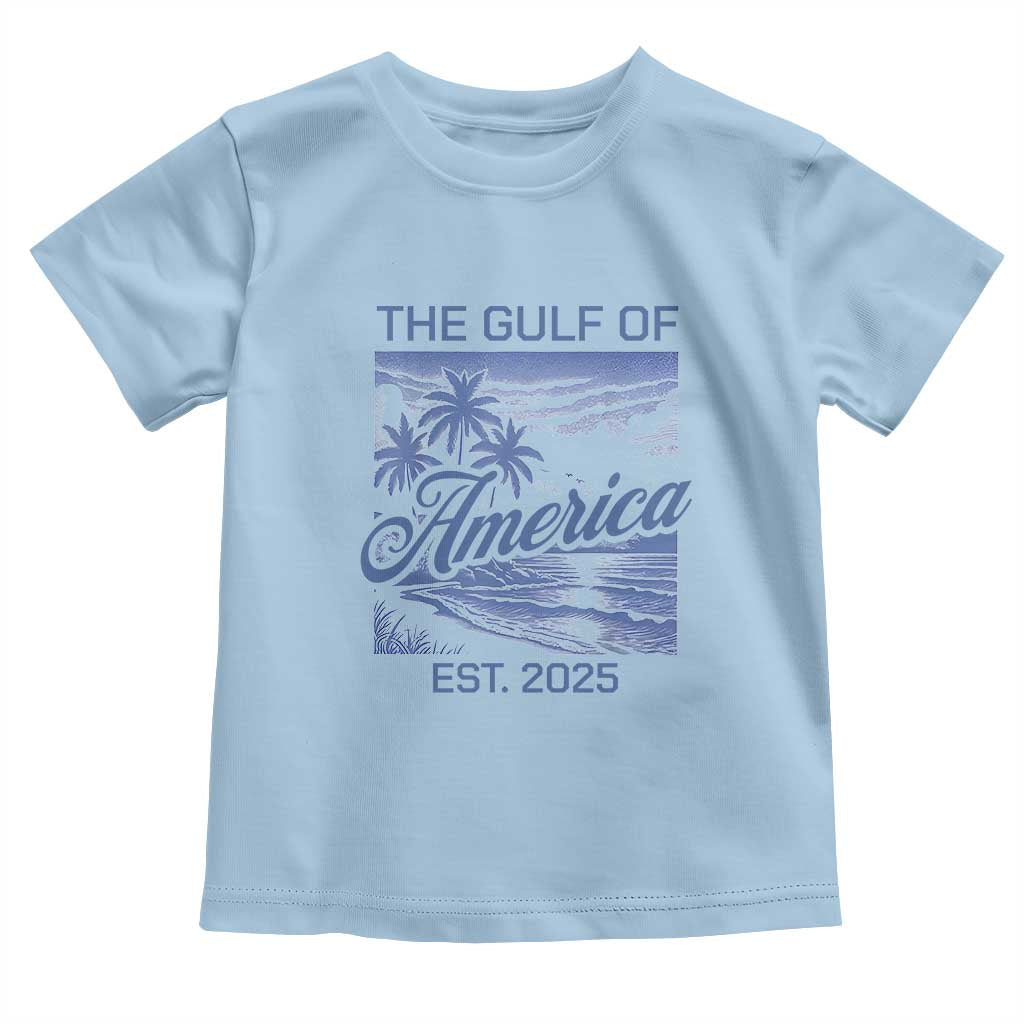 Retro Gulf Of USA Toddler T Shirt America Est 2025 American Flag TS02 Light Blue Print Your Wear