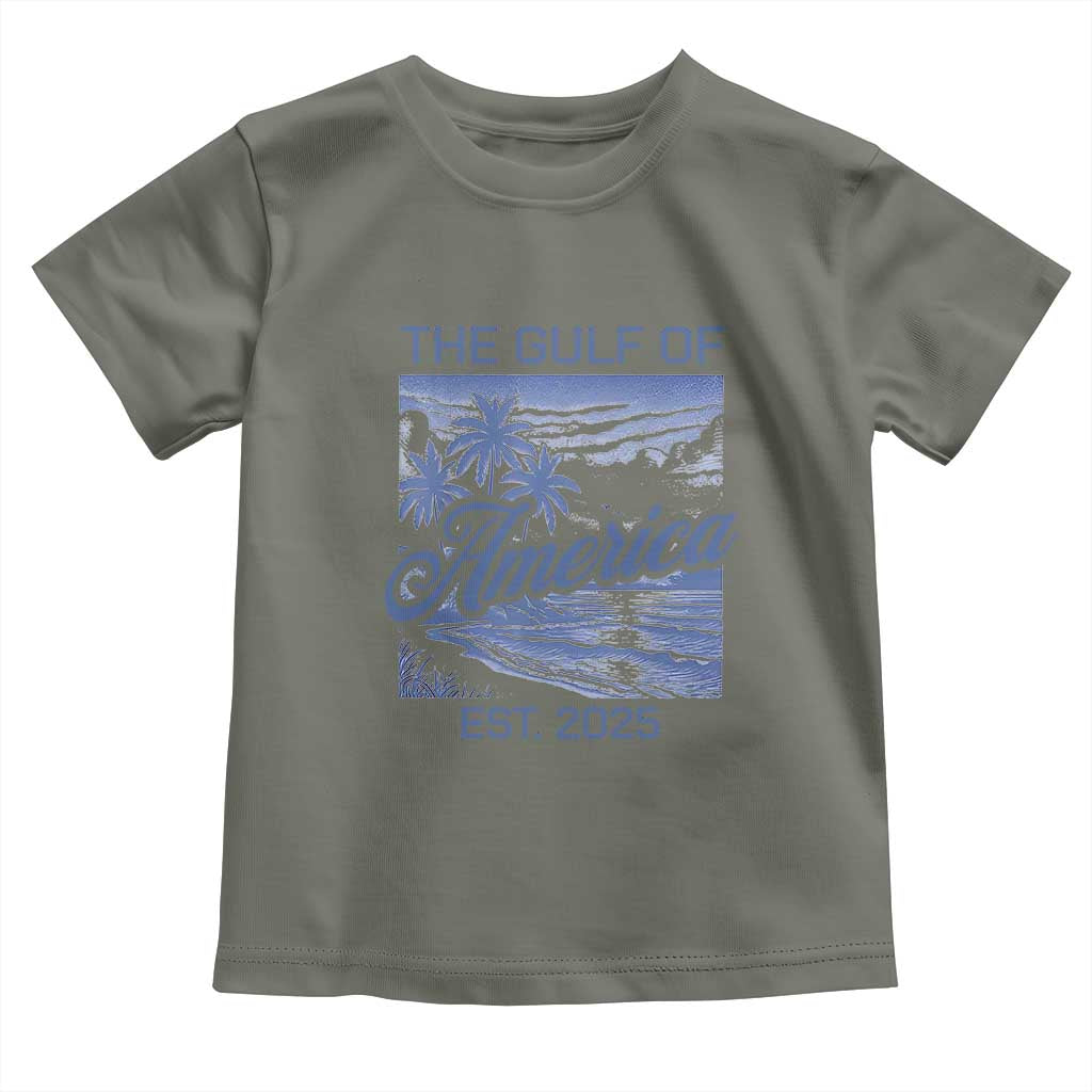 Retro Gulf Of USA Toddler T Shirt America Est 2025 American Flag TS02 Military Green Print Your Wear