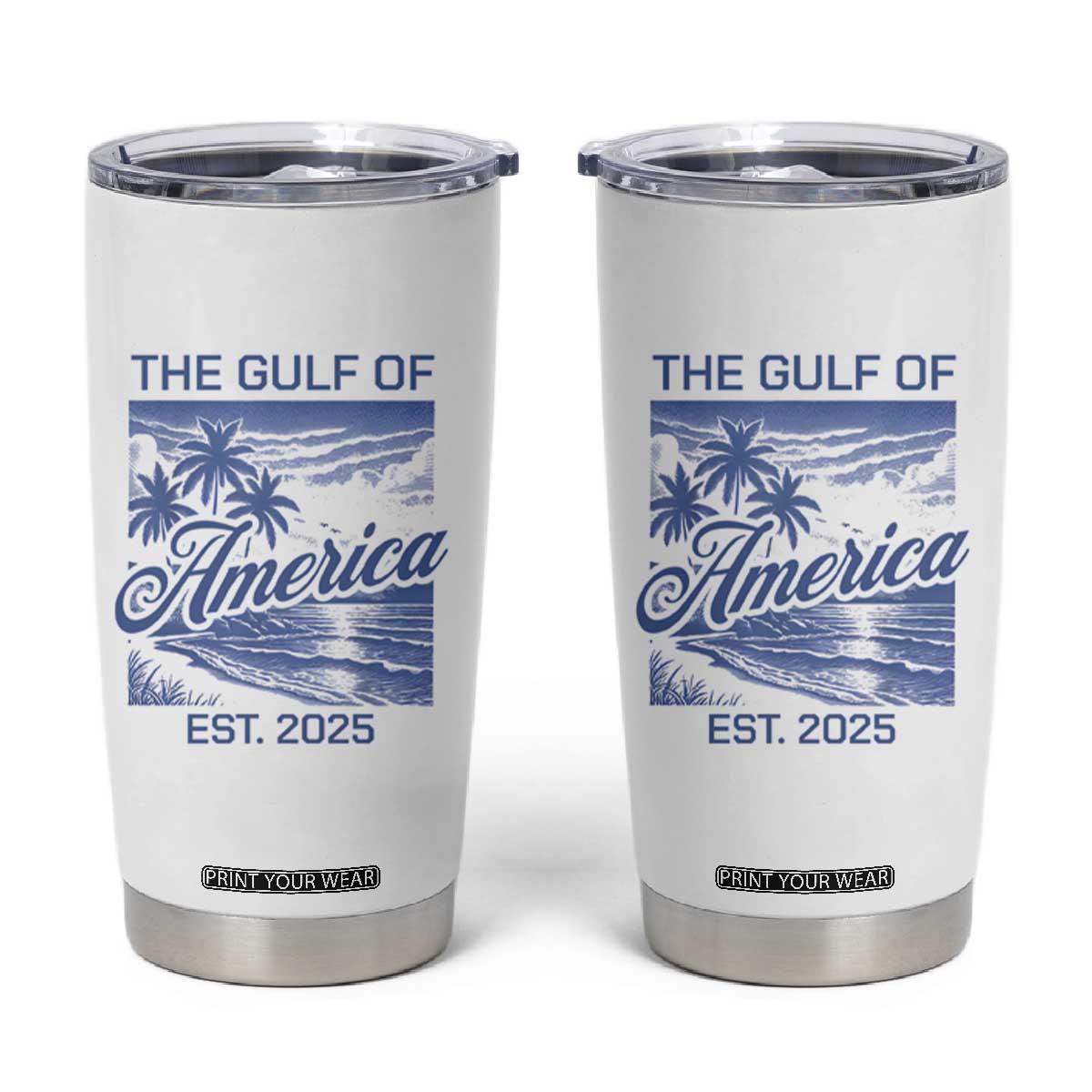 Retro Gulf Of USA Tumbler Cup America Est 2025 American Flag TS02 White Print Your Wear