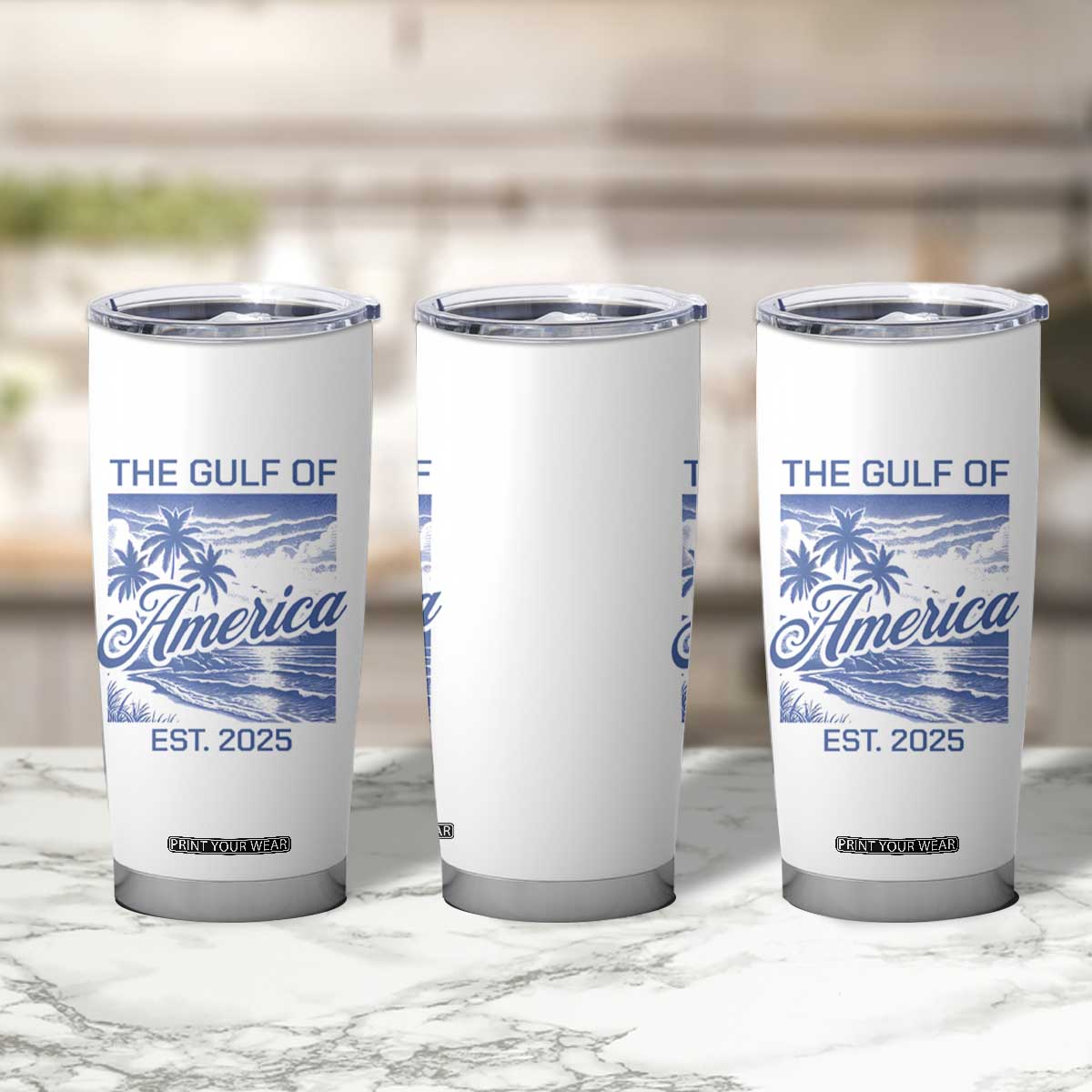 Retro Gulf Of USA Tumbler Cup America Est 2025 American Flag TS02 Print Your Wear