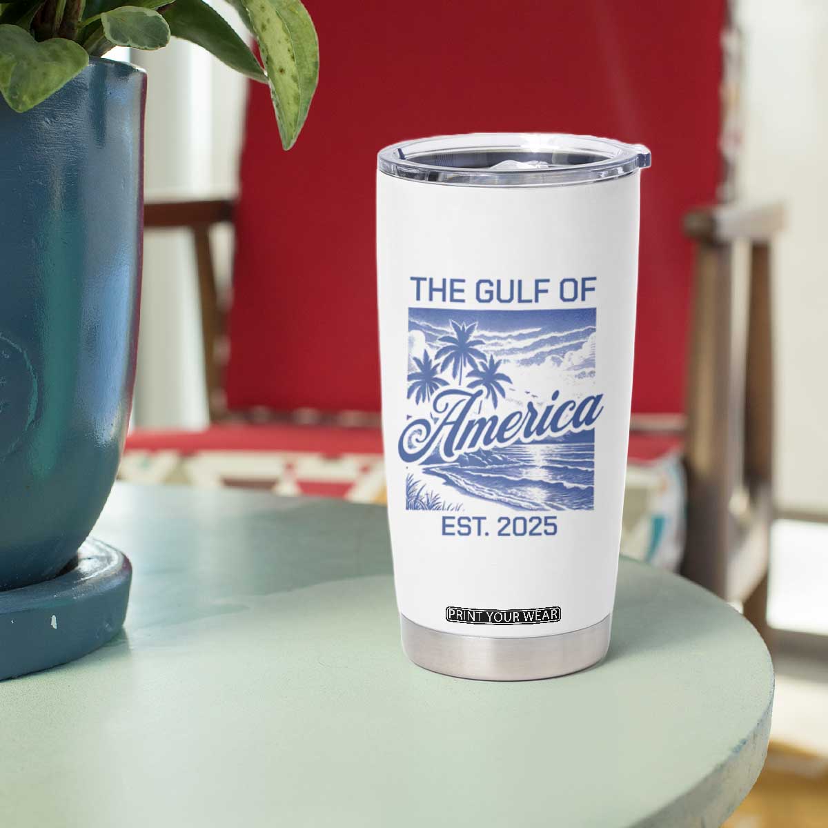 Retro Gulf Of USA Tumbler Cup America Est 2025 American Flag TS02 Print Your Wear