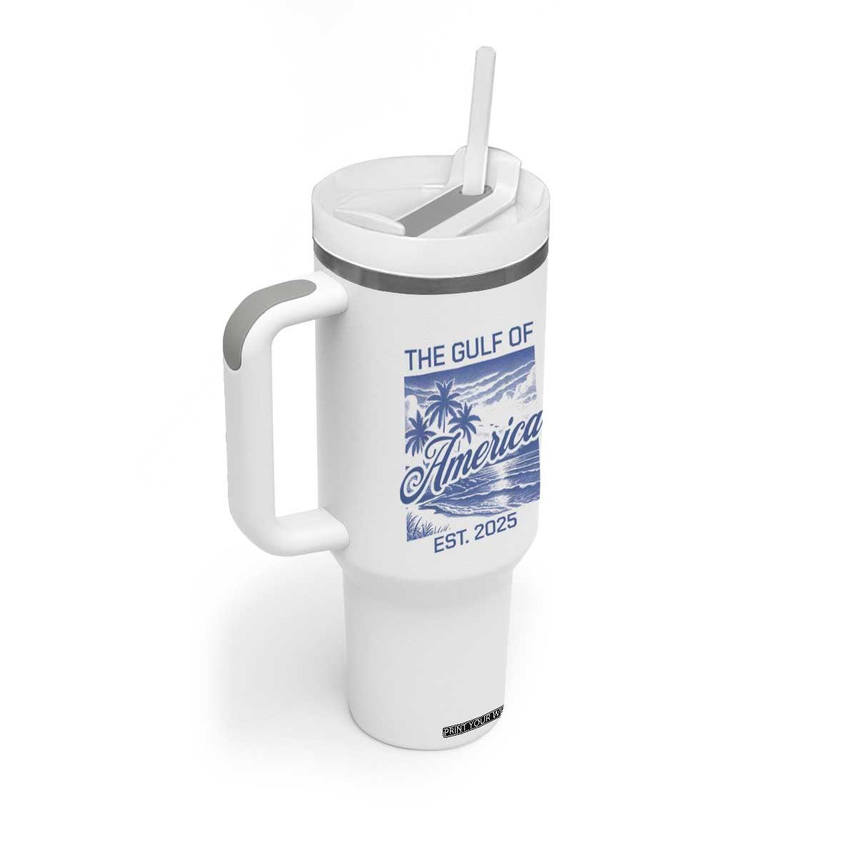 Retro Gulf Of USA Tumbler With Handle America Est 2025 American Flag TS02 Print Your Wear