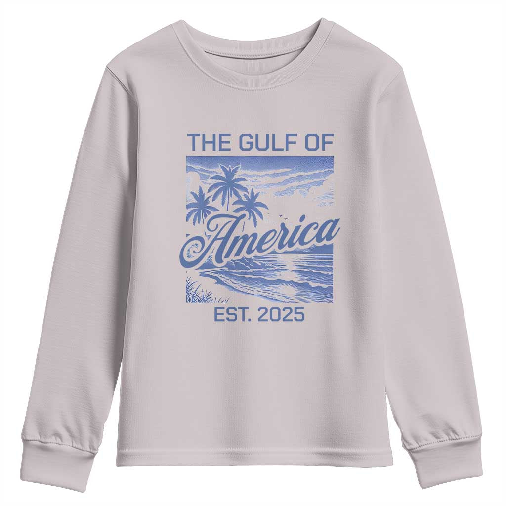 Retro Gulf Of USA Youth Sweatshirt America Est 2025 American Flag TS02 Ice Gray Print Your Wear