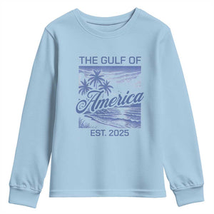 Retro Gulf Of USA Youth Sweatshirt America Est 2025 American Flag TS02 Light Blue Print Your Wear