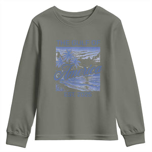 Retro Gulf Of USA Youth Sweatshirt America Est 2025 American Flag TS02 Military Green Print Your Wear