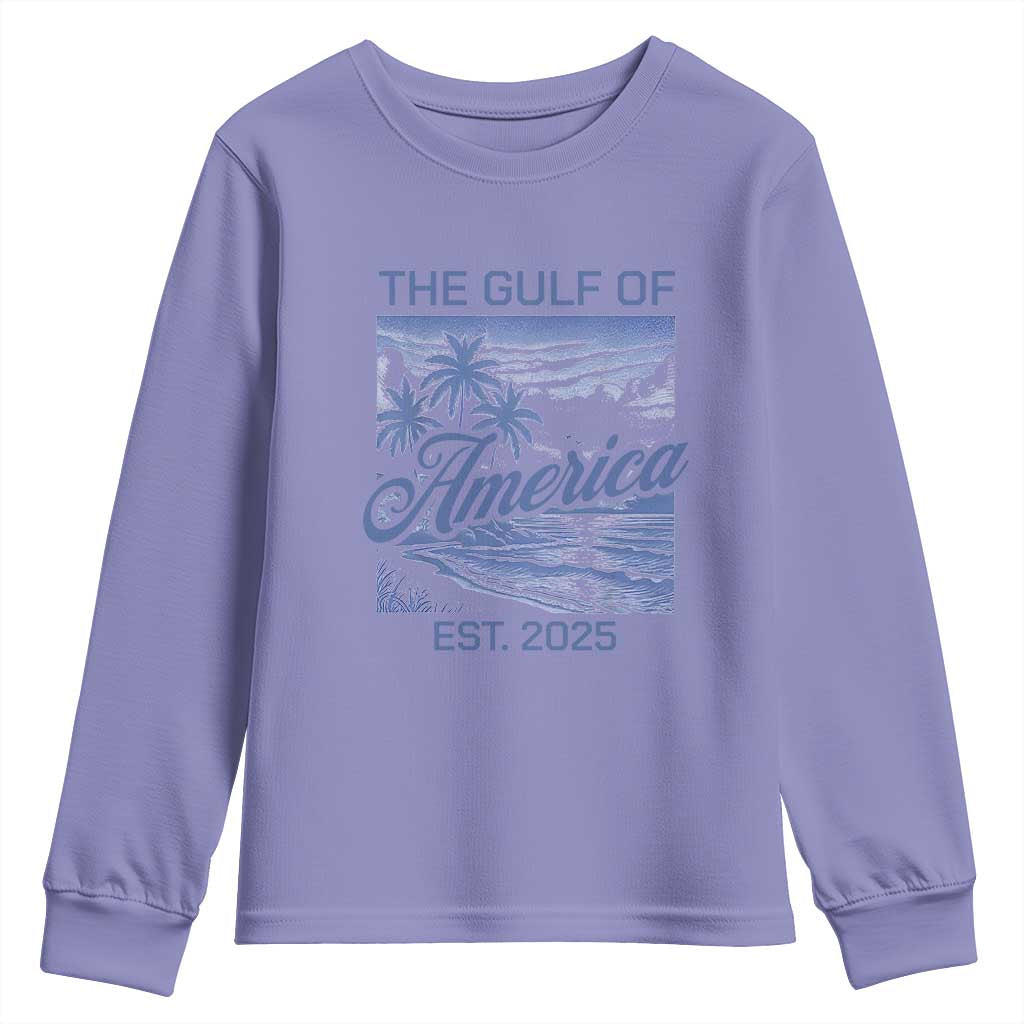 Retro Gulf Of USA Youth Sweatshirt America Est 2025 American Flag TS02 Violet Print Your Wear