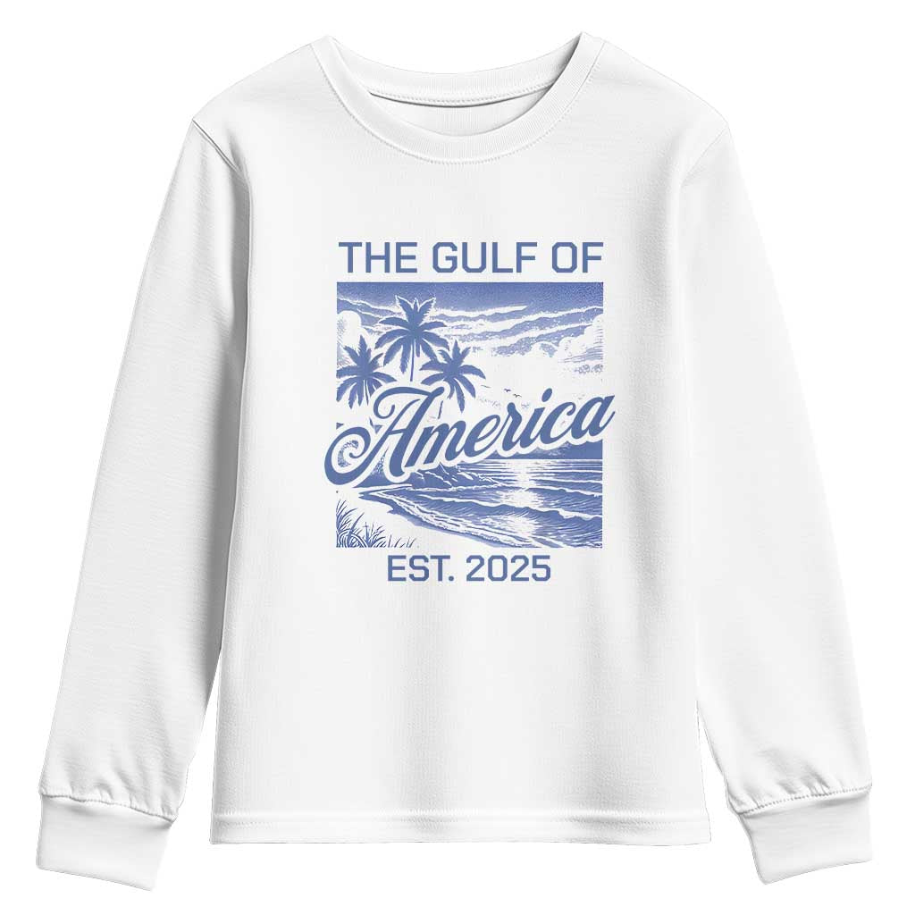 Retro Gulf Of USA Youth Sweatshirt America Est 2025 American Flag TS02 White Print Your Wear