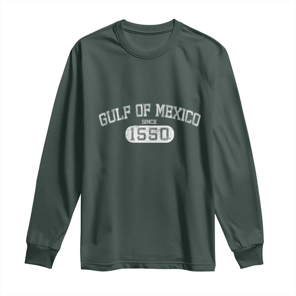Retro Gulf of Mexico Long Sleeve Shirt Est 1550 Mexican Flag TS02 Dark Forest Green Print Your Wear