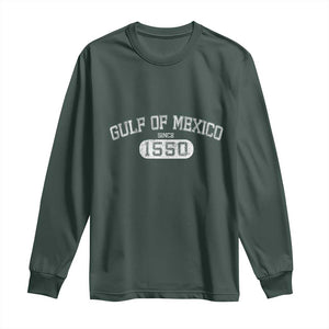 Retro Gulf of Mexico Long Sleeve Shirt Est 1550 Mexican Flag TS02 Dark Forest Green Print Your Wear