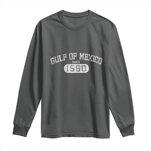 Retro Gulf of Mexico Long Sleeve Shirt Est 1550 Mexican Flag TS02 Dark Heather Print Your Wear