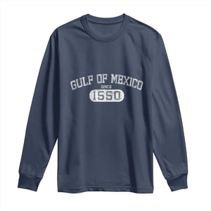 Retro Gulf of Mexico Long Sleeve Shirt Est 1550 Mexican Flag TS02 Navy Print Your Wear