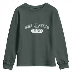 Retro Gulf of Mexico Youth Sweatshirt Est 1550 Mexican Flag TS02 Dark Forest Green Print Your Wear