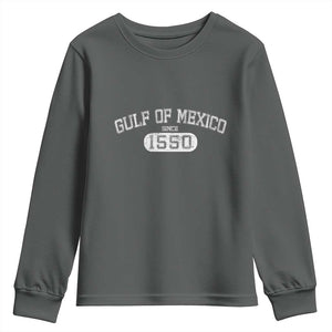 Retro Gulf of Mexico Youth Sweatshirt Est 1550 Mexican Flag TS02 Dark Heather Print Your Wear