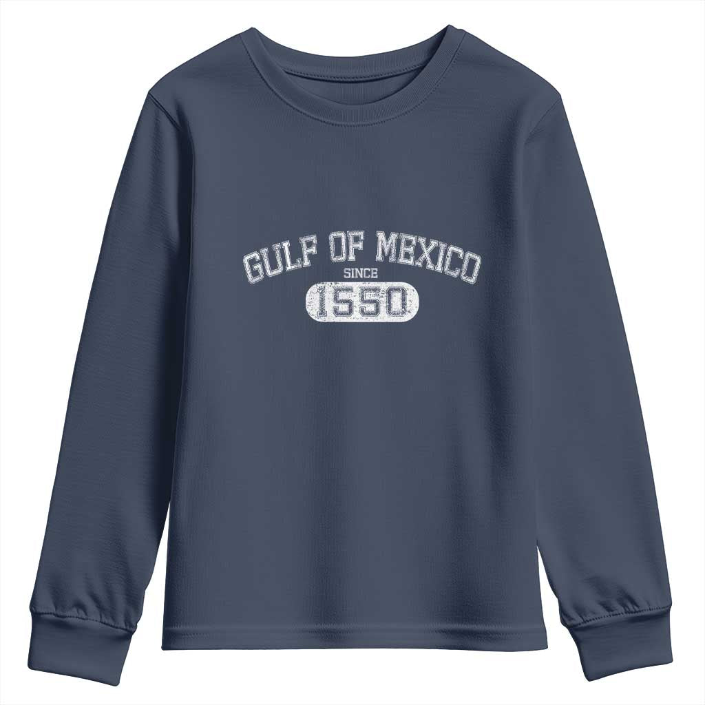 Retro Gulf of Mexico Youth Sweatshirt Est 1550 Mexican Flag TS02 Navy Print Your Wear