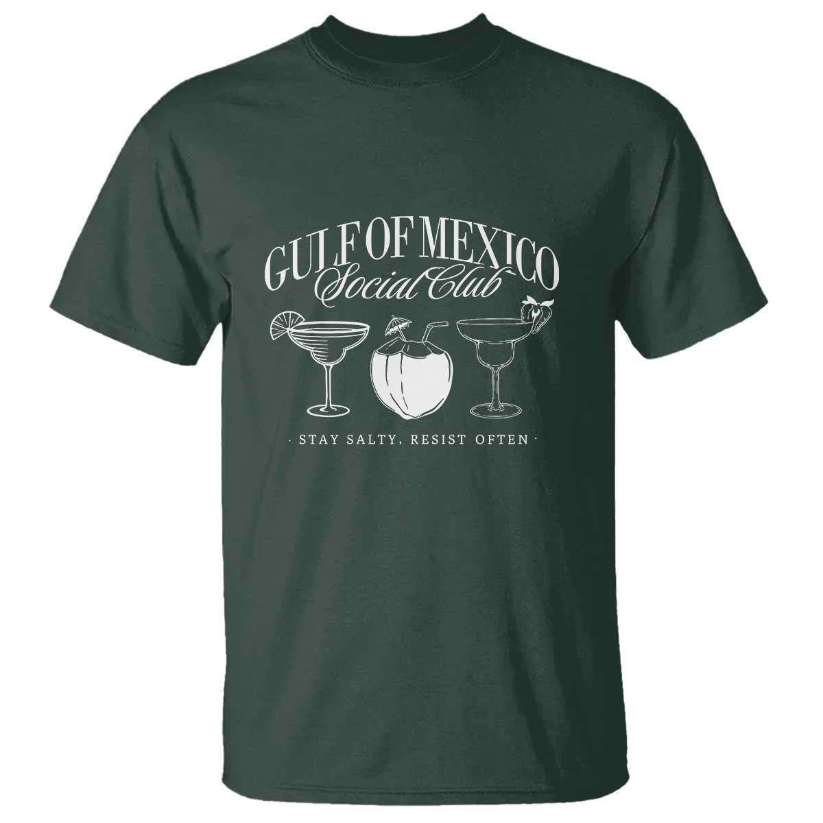 Retro Gulf of Mexico Social Club T Shirt Progressive Liberal TS02 Dark Forest Green Print Your Wear