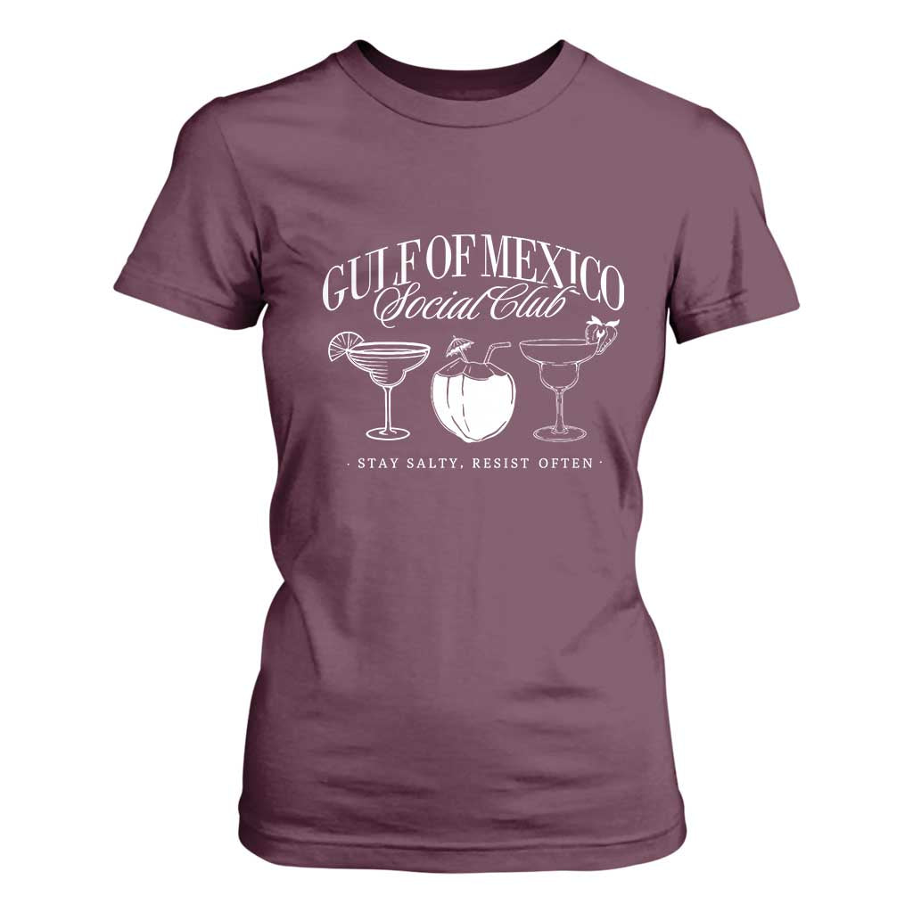 Retro Gulf of Mexico Social Club T Shirt For Women Progressive Liberal TS02 Maroon Print Your Wear