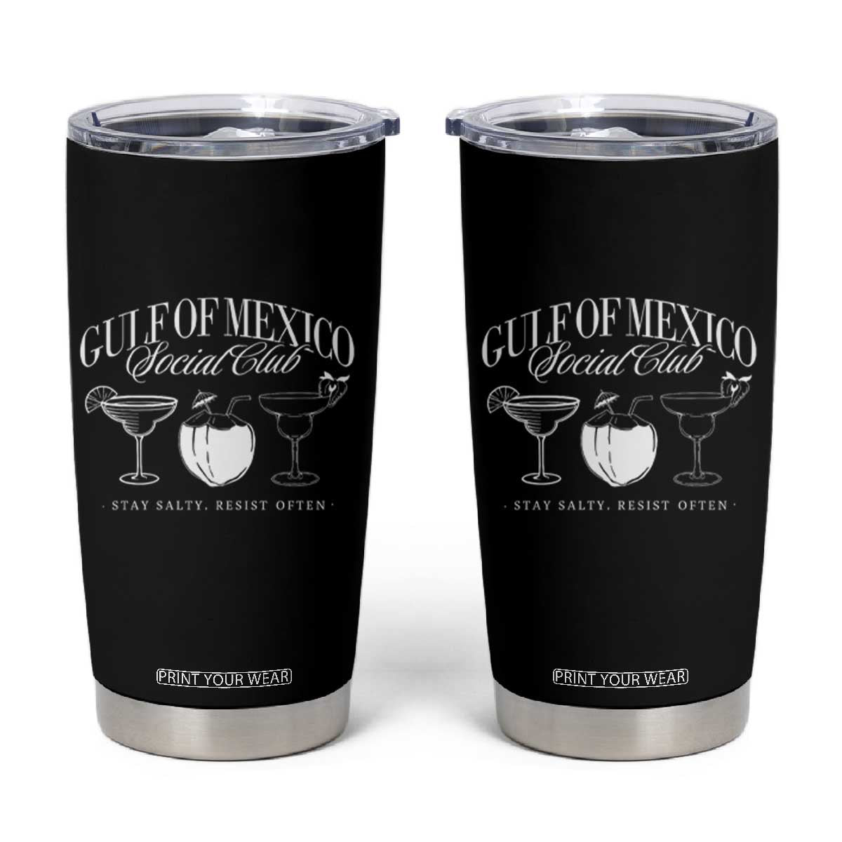 Retro Gulf of Mexico Social Club Tumbler Cup Progressive Liberal TS02 Black Print Your Wear