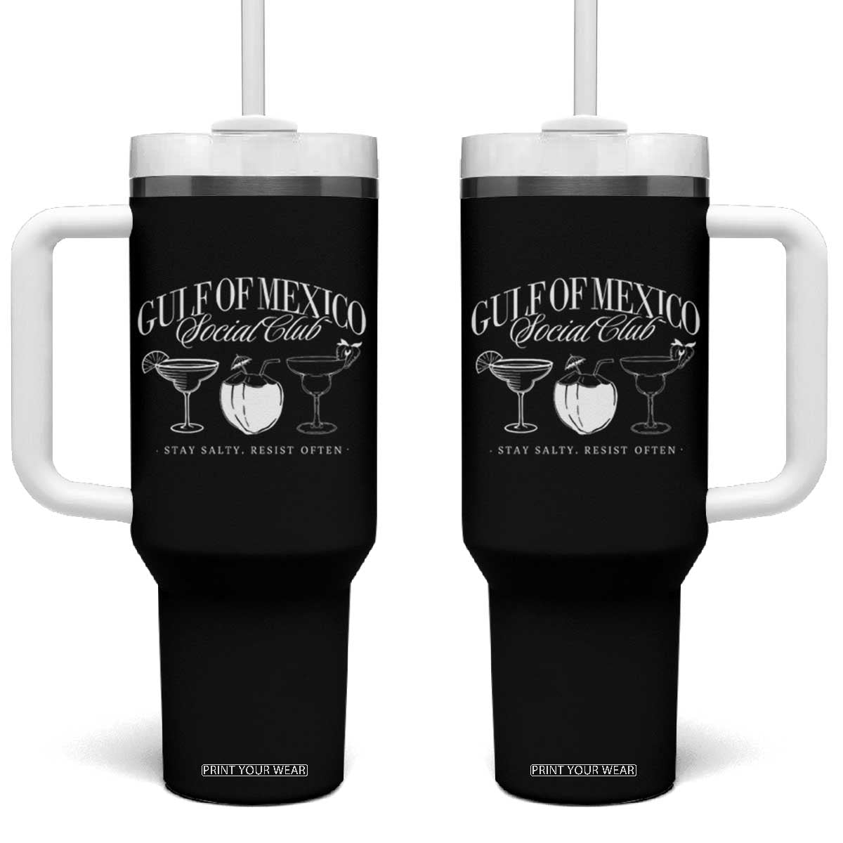 Retro Gulf of Mexico Social Club Tumbler With Handle Progressive Liberal TS02 One Size: 40 oz Black Print Your Wear