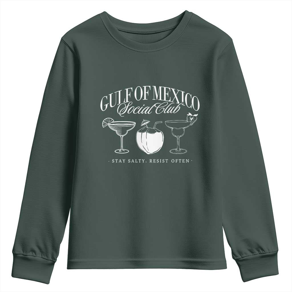 Retro Gulf of Mexico Social Club Youth Sweatshirt Progressive Liberal TS02 Dark Forest Green Print Your Wear