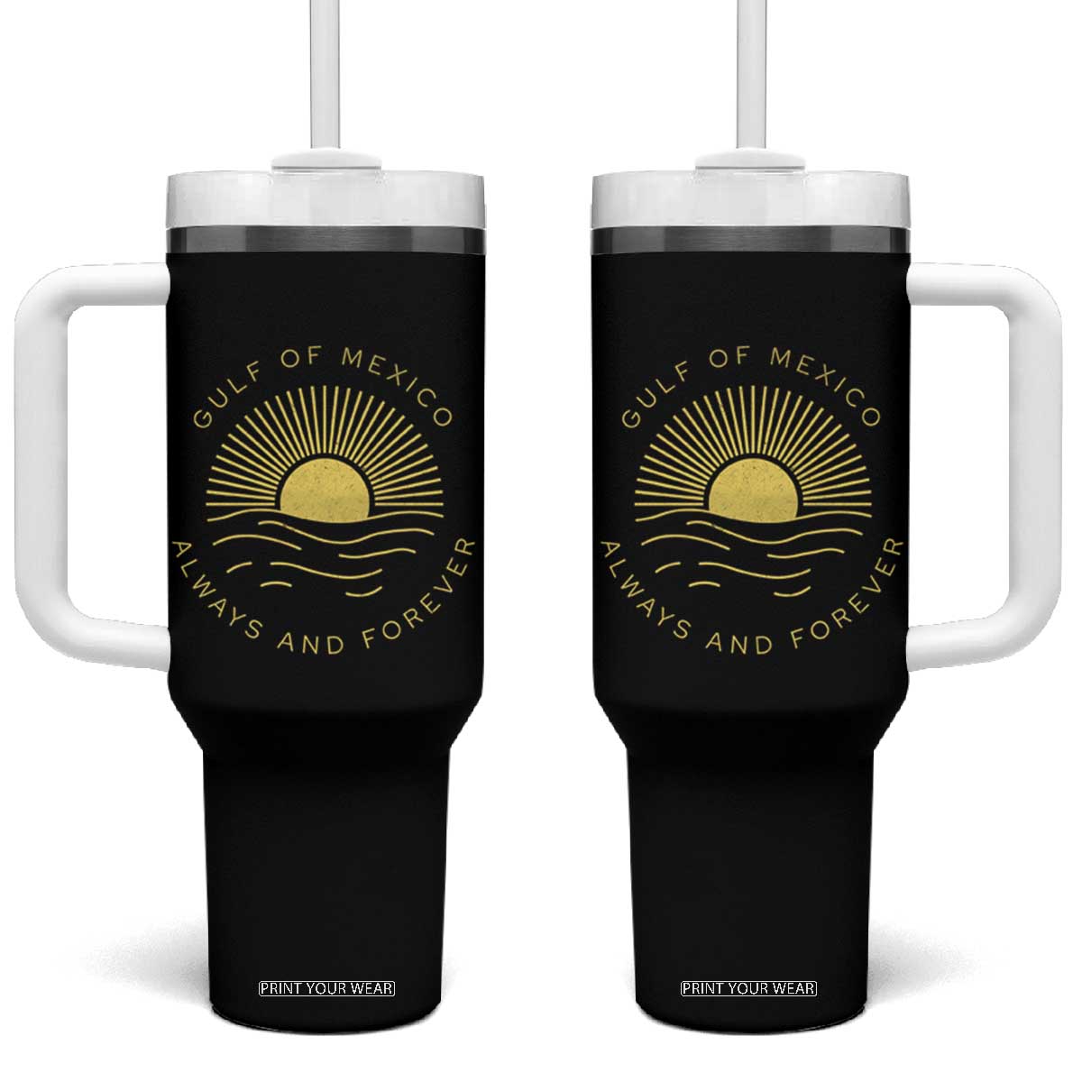 Gulf of Mexico Tumbler With Handle Always & Forever Vintage Sunset Political TS02 One Size: 40 oz Black Print Your Wear
