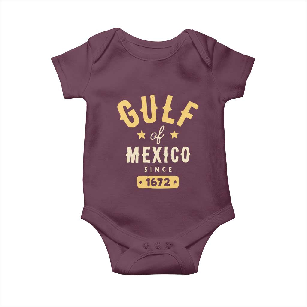 Gulf of Mexico Since 1672 Baby Onesie Golfo de Mexico Classic Vintage TS02 Maroon Print Your Wear