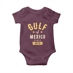 Gulf of Mexico Since 1672 Baby Onesie Golfo de Mexico Classic Vintage TS02 Maroon Print Your Wear